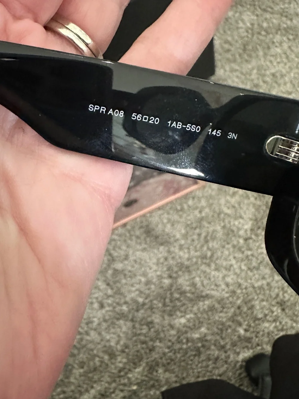 Prada PR A08S Black Oversized Square Sunglasses 1AB-5S0 56mm NEW with Box